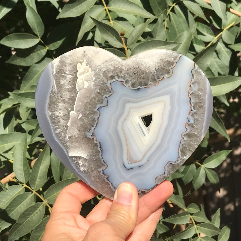 Blue Banded Agate Heart Slab