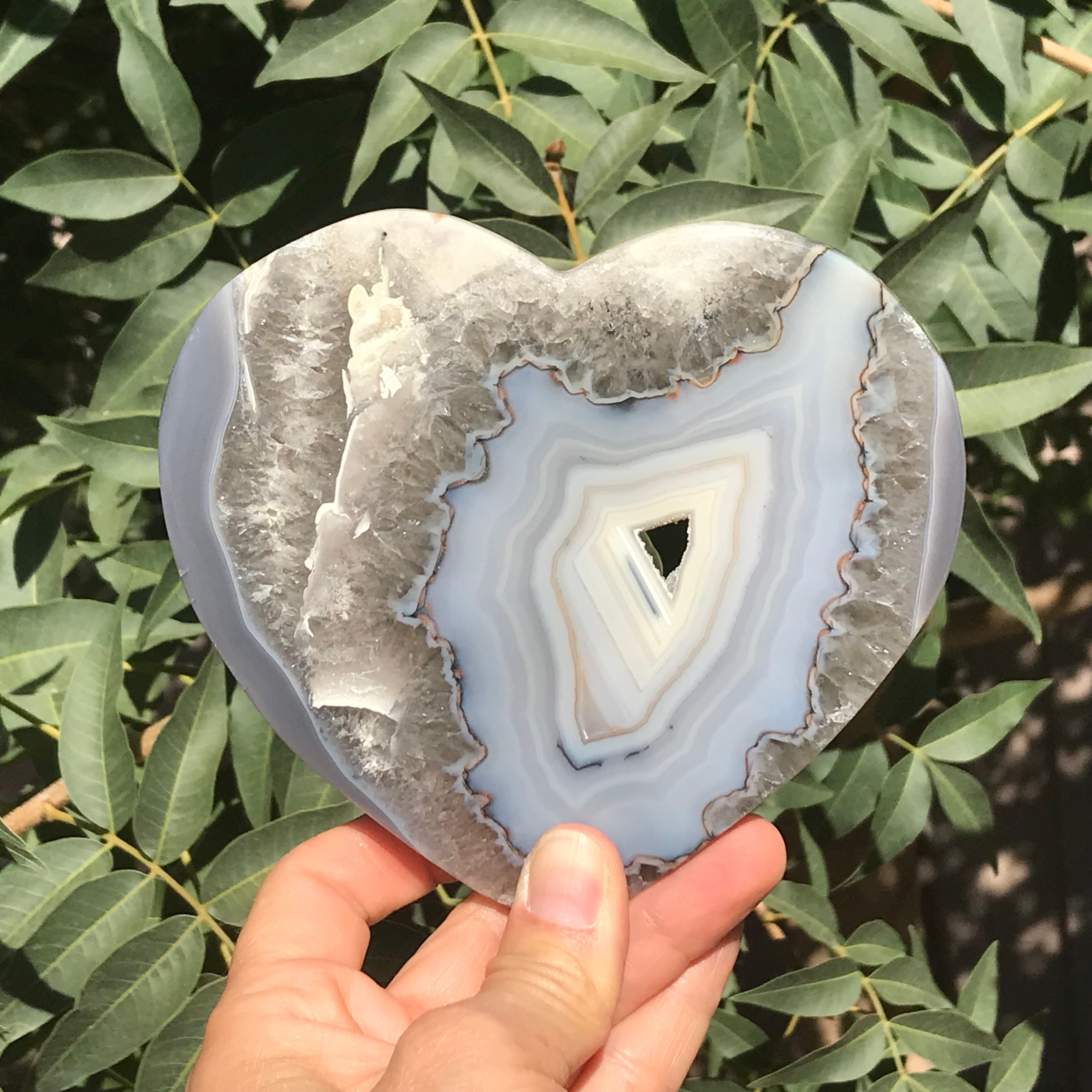 Blue Banded Agate Heart Slab