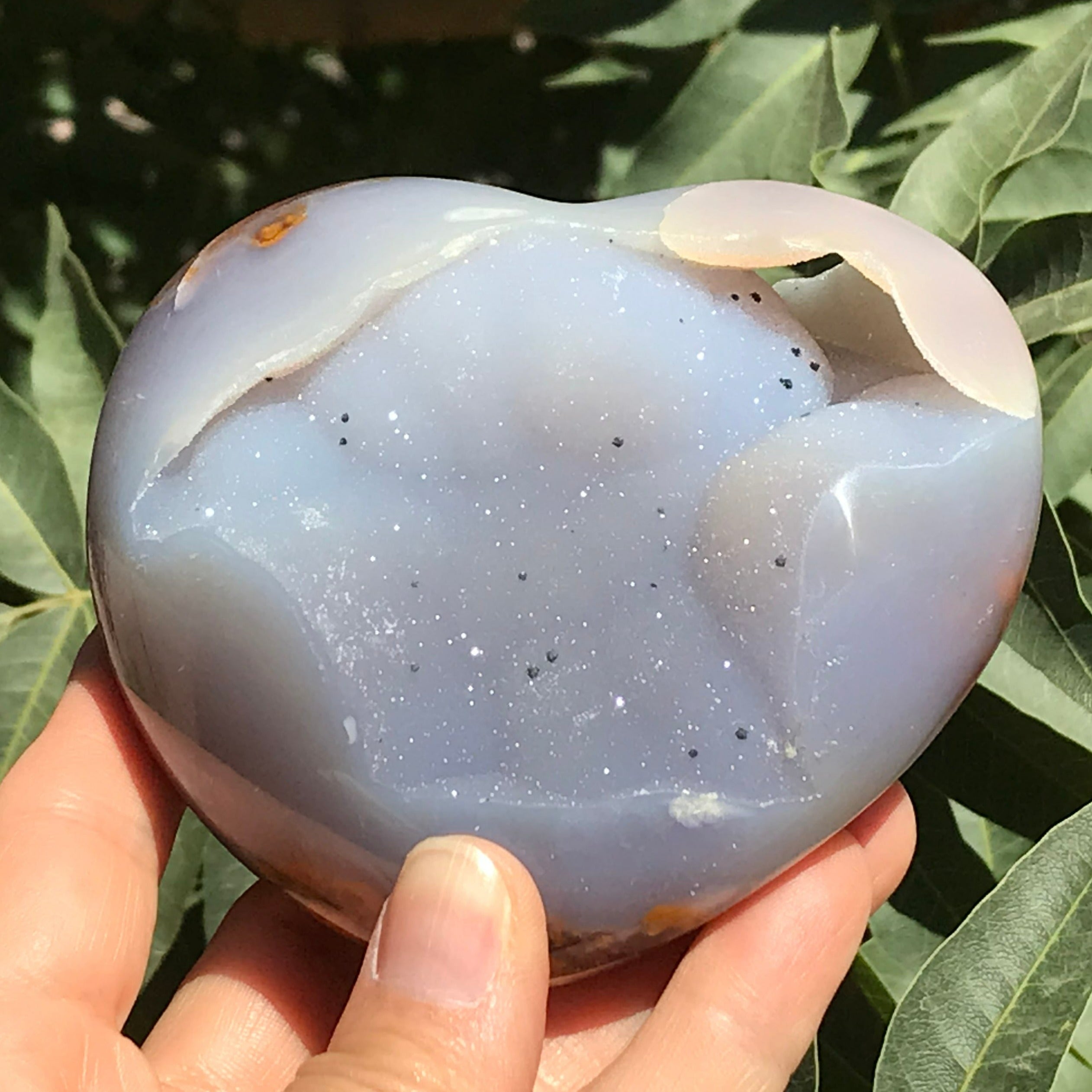 Glittering Brazilian Blue Agate Heart