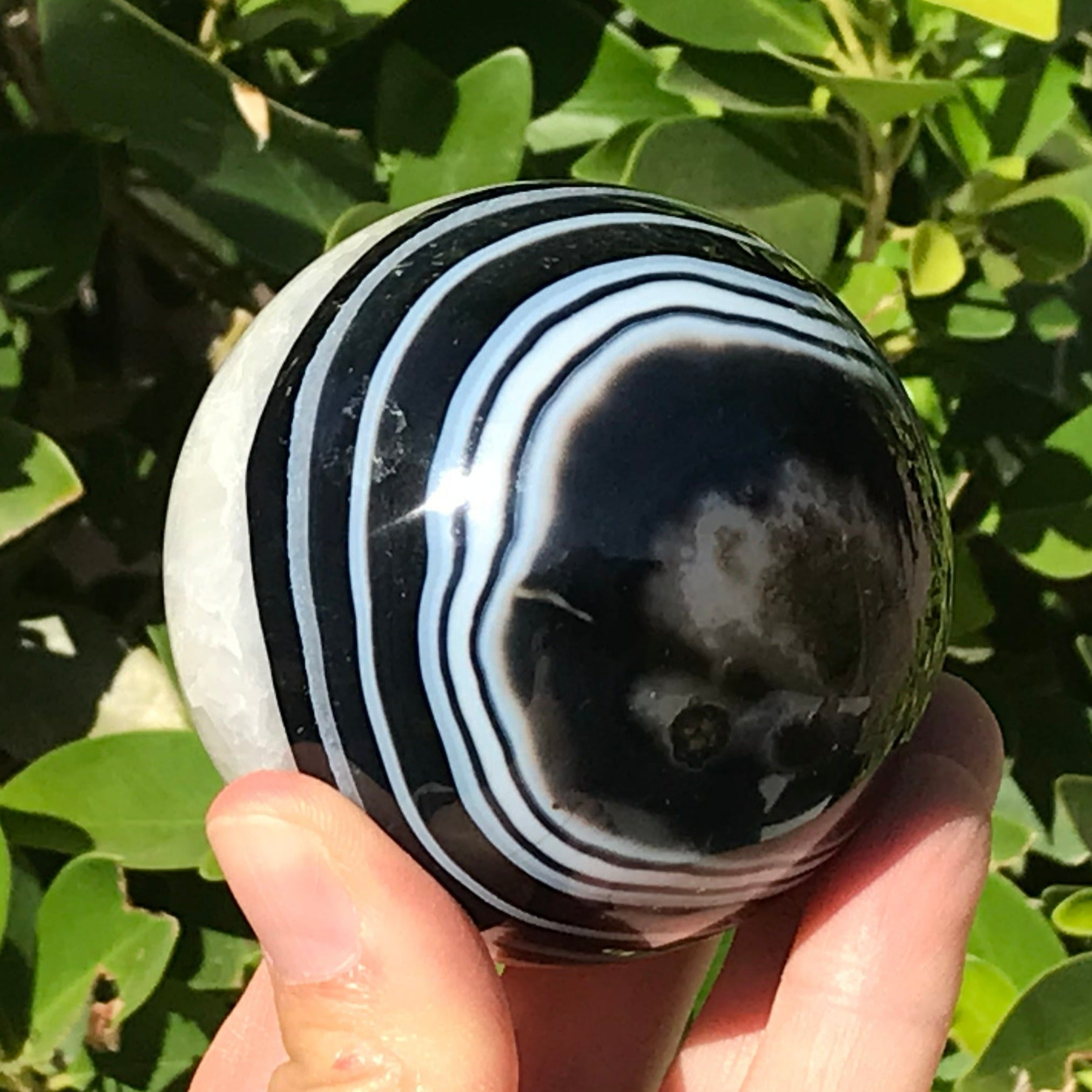 Banded Agate and Quartz Crystal Sphere