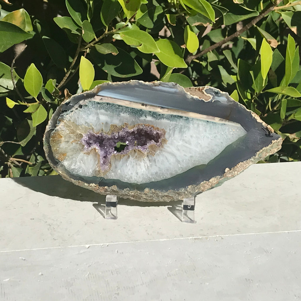 Amethyst with Waterline Agate Slab