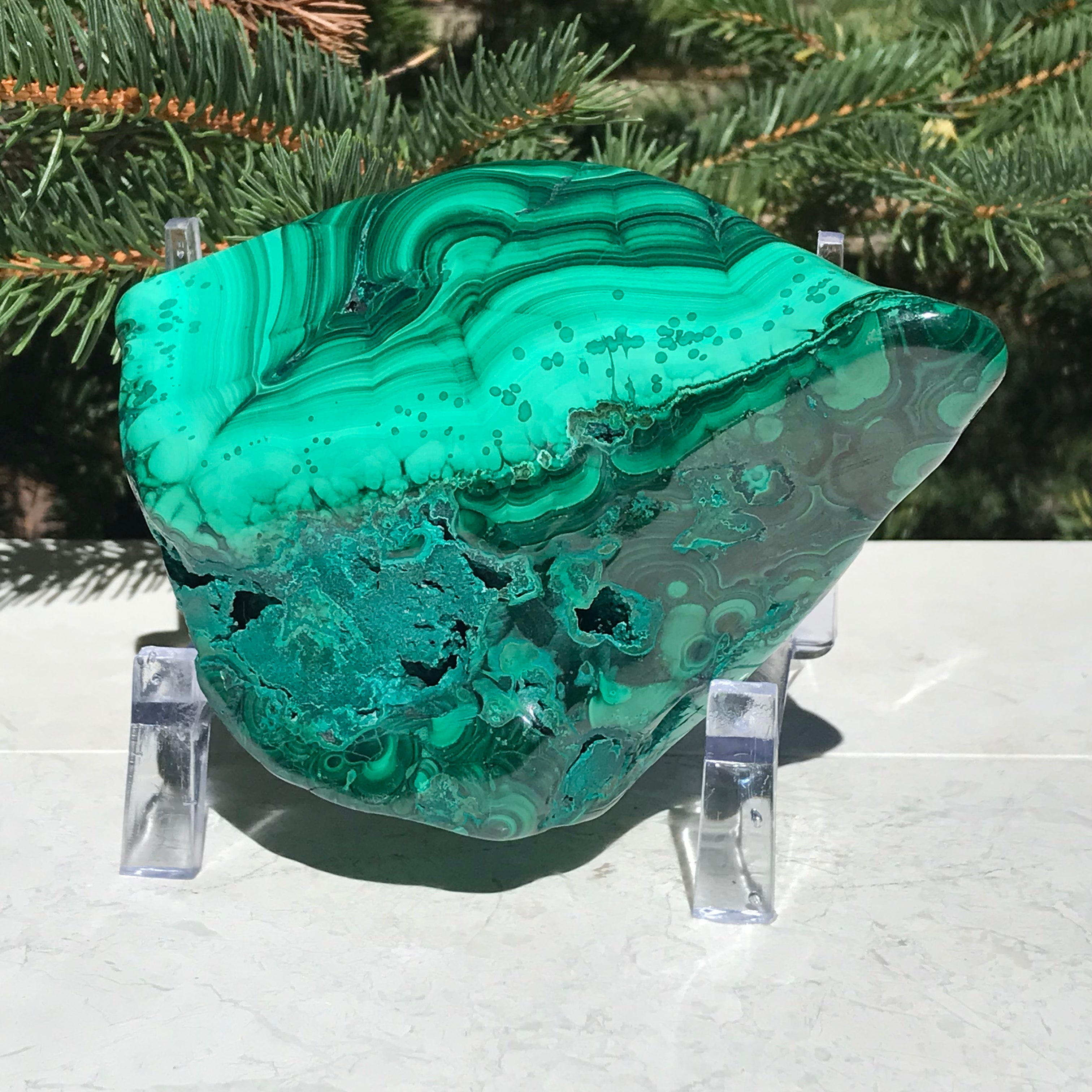Polished Malachite with Chrysocolla
