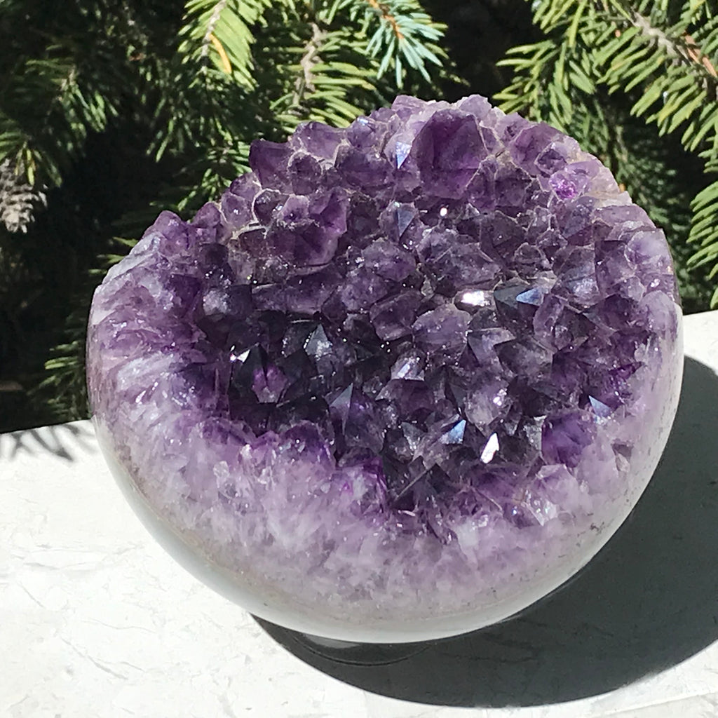 Wide Amethyst Faced Agate Sphere