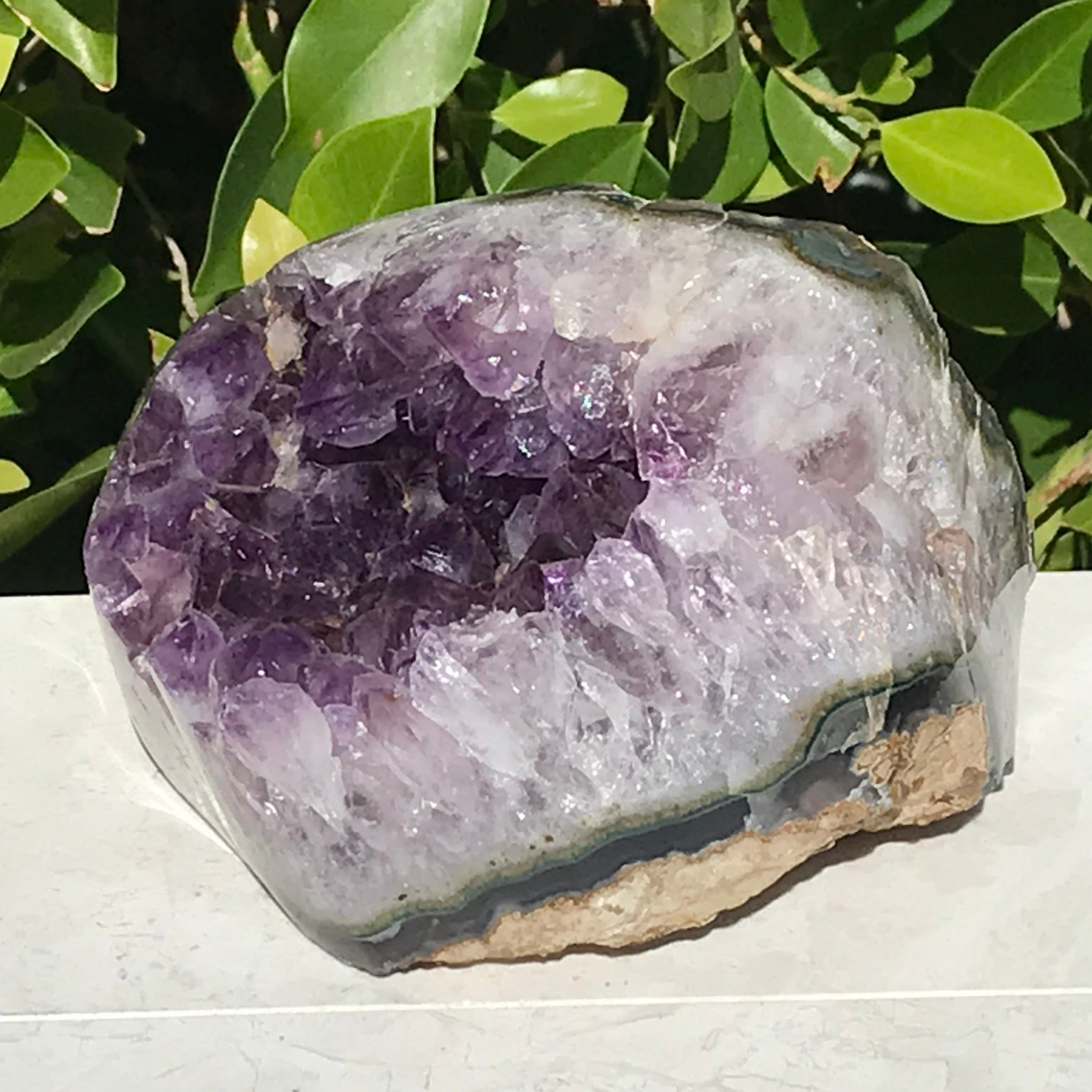 Amethyst Framed by Green and Blue Agate Nodule