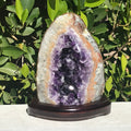 Banded Agate Framed Uruguayan Amethyst Nodule
