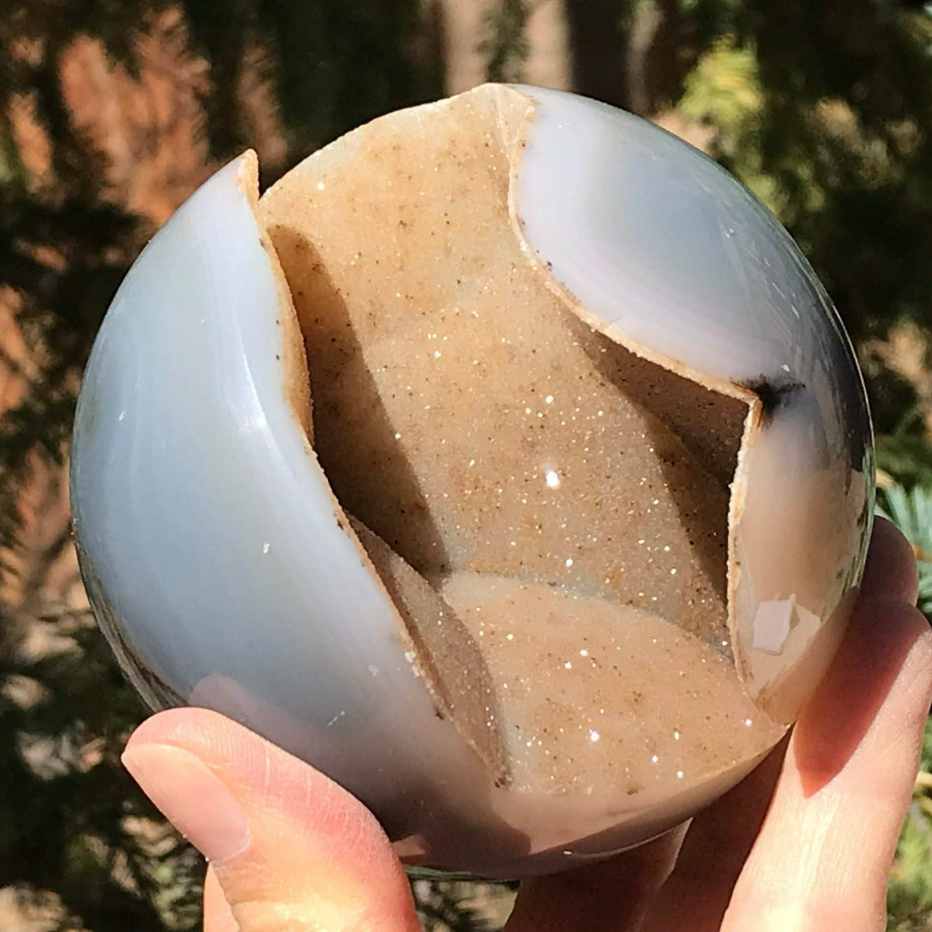 Glistening Agate Geode Sphere
