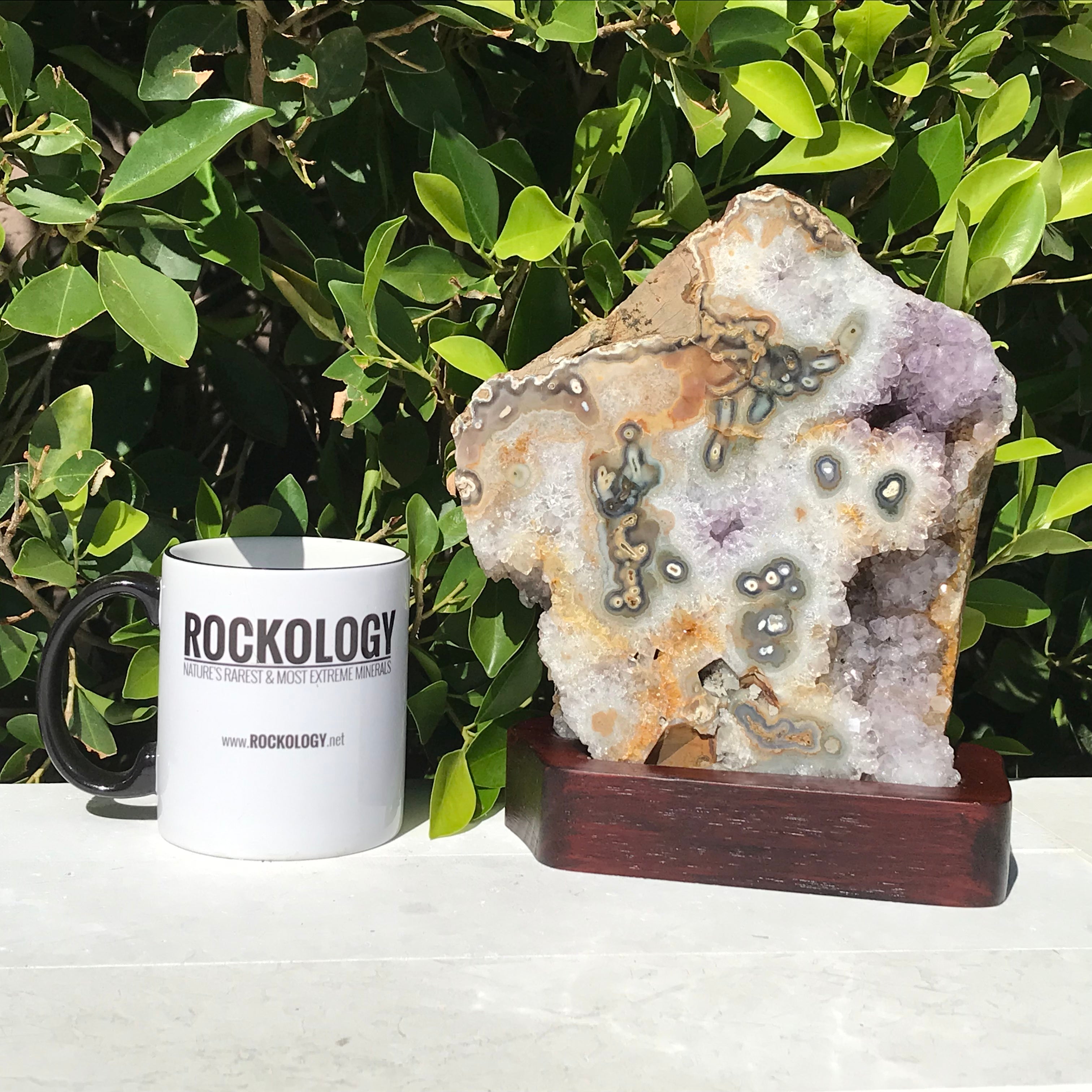 Green Orbed Agate and Amethyst Freeform