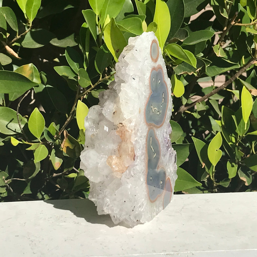 Quartz Crystal Covered Agate With Eyes