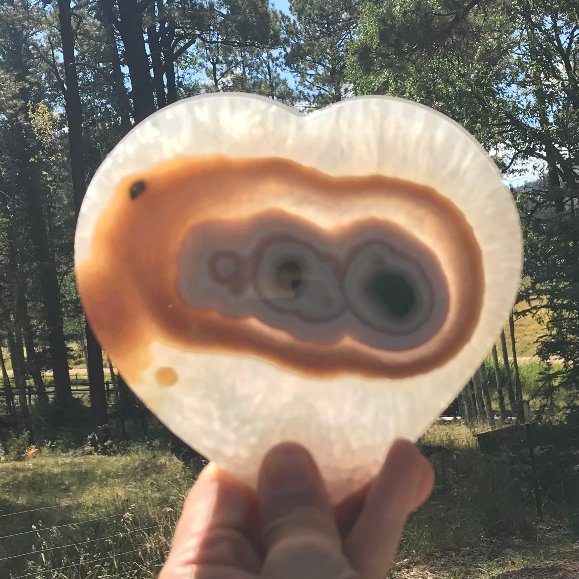 Green Eyed Translucent Agate Heart