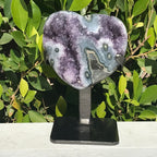 Green Agate/Amethyst Standing Heart