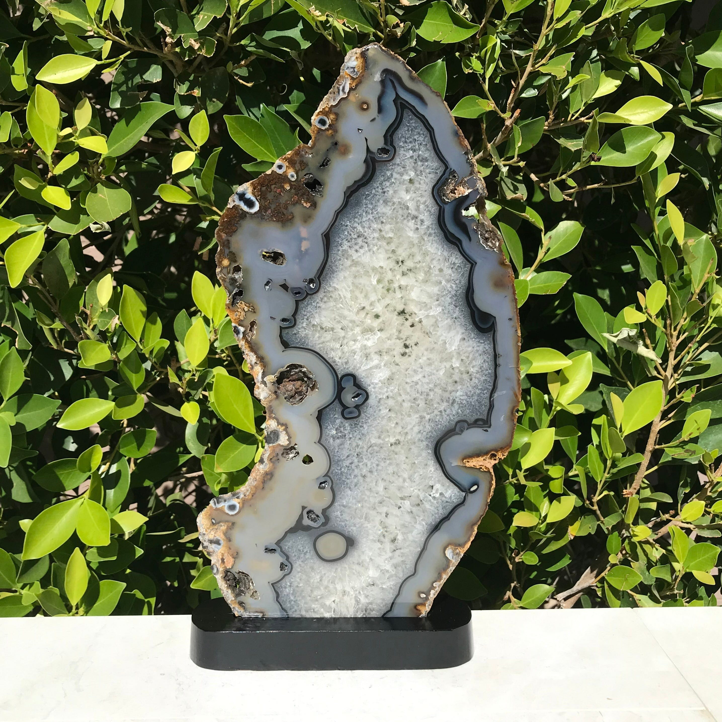 Quartz with Banded and Orbed Agate Slice