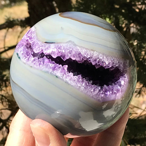 Amethyst Filled Agate Geode Sphere