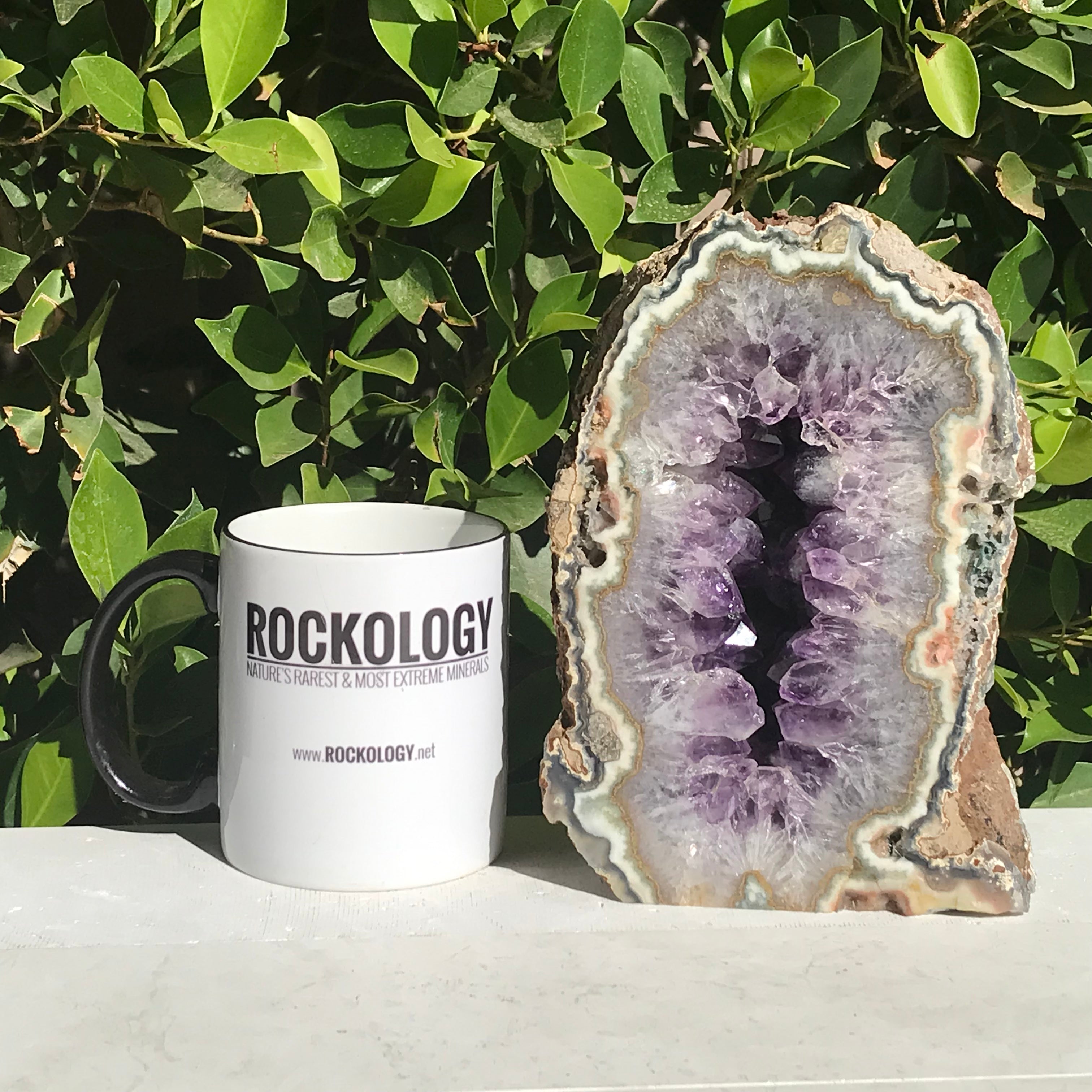 Green and Gold Banded Amethyst Geode