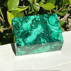 Handcrafted Lidded Malachite Box
