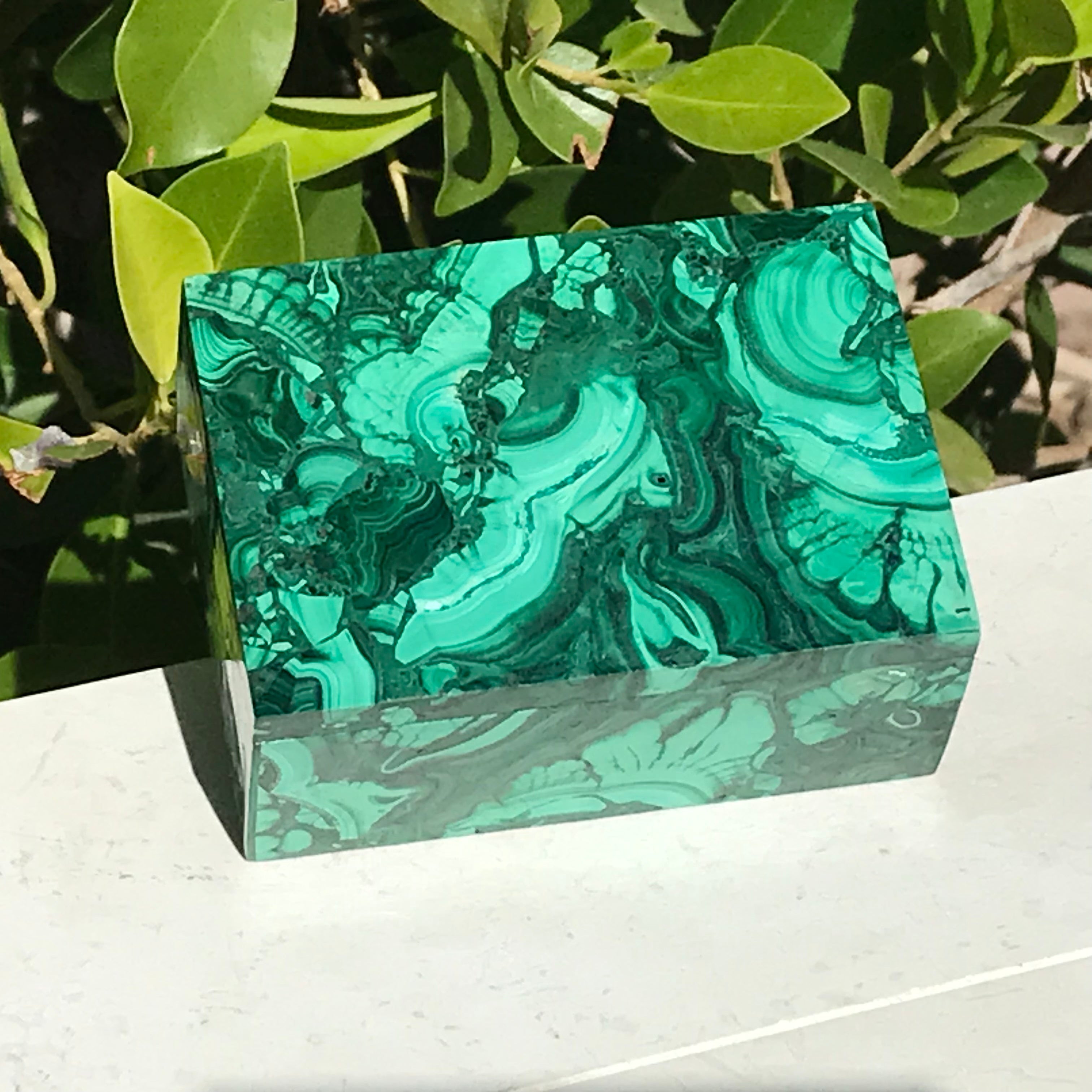 Handcrafted Lidded Malachite Box