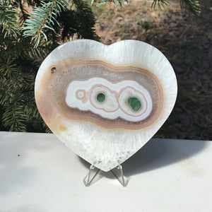 Green Eyed Translucent Agate Heart