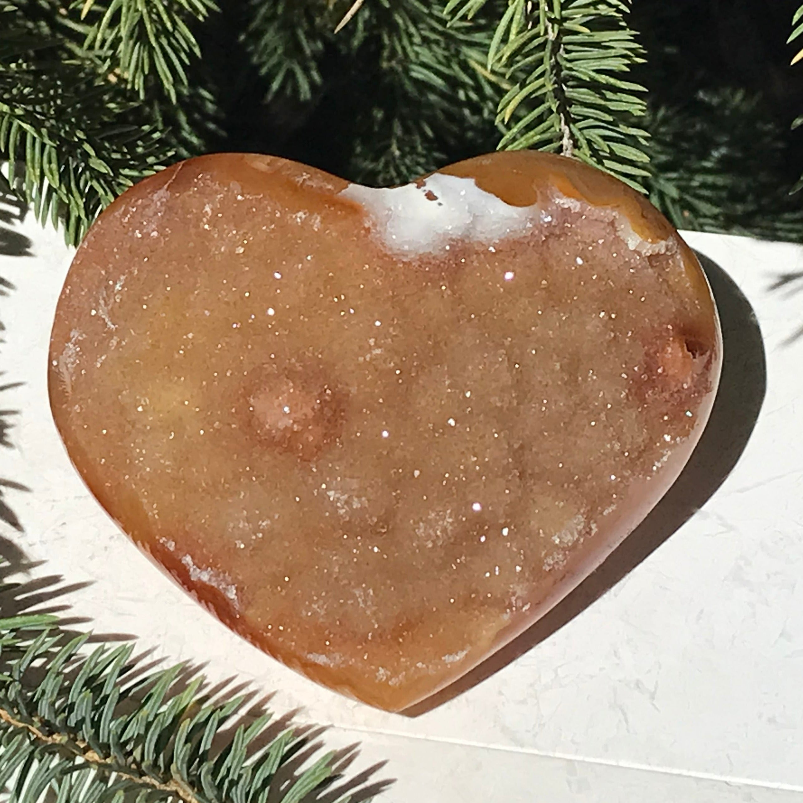 Fire and Ice Brazilian Agate Heart
