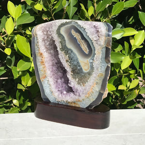 Green Eyed Agate and Amethyst Geode