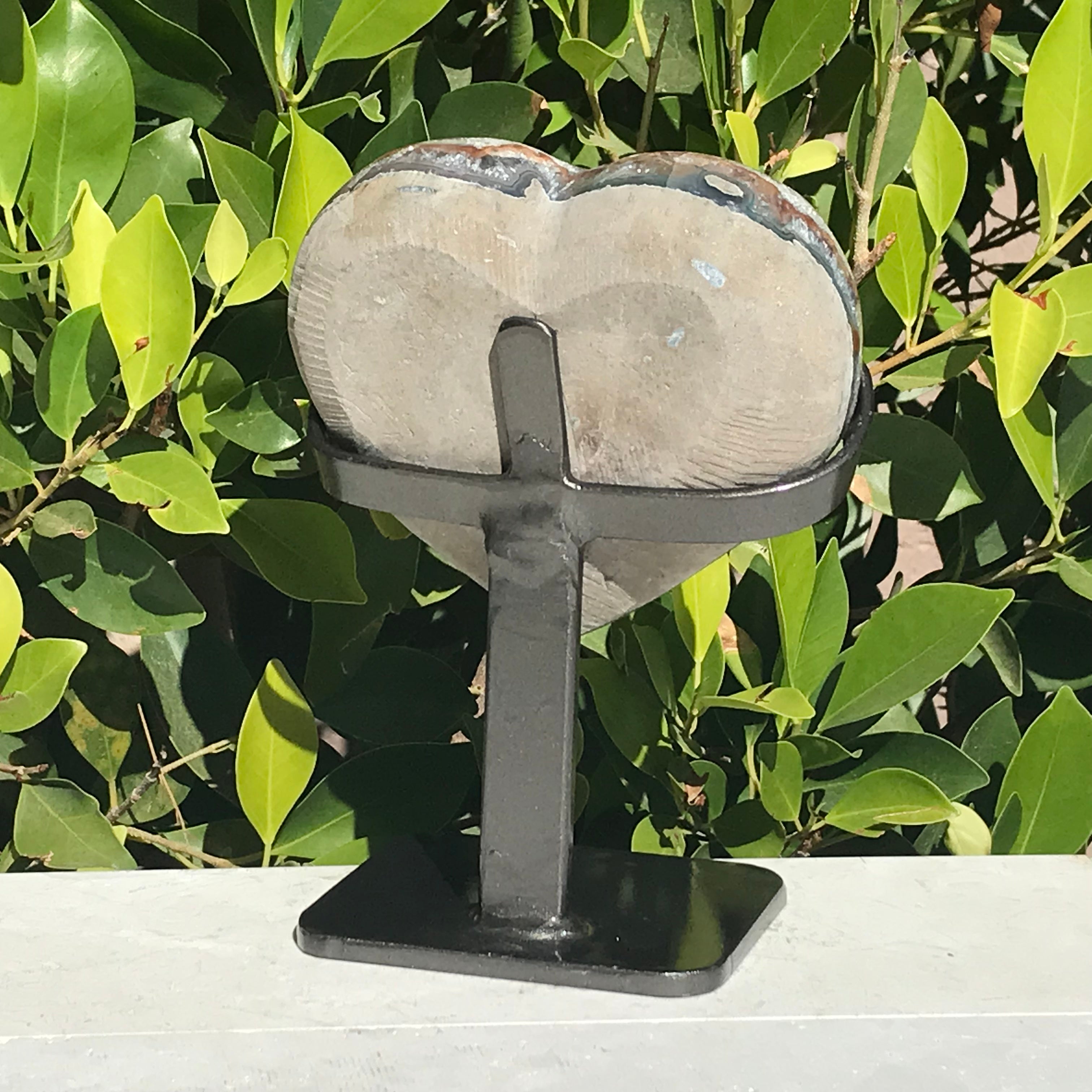 Colorful Agate Banded Amethyst Heart