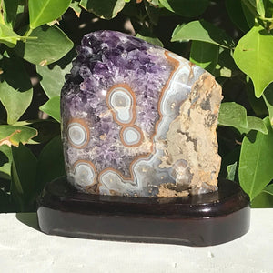 Rings And Bands Of Agate On Amethyst Freeform