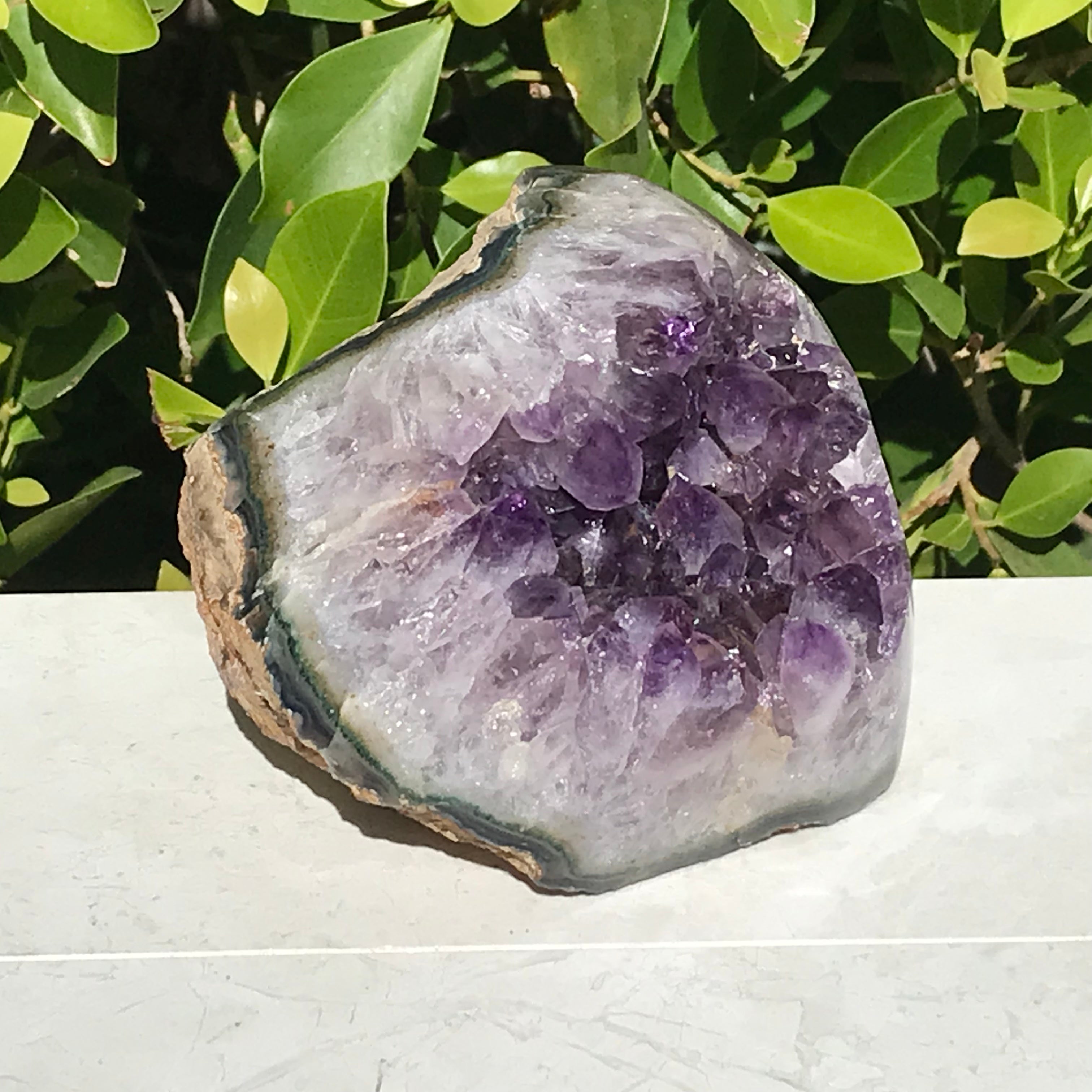 Amethyst Framed by Green and Blue Agate Nodule