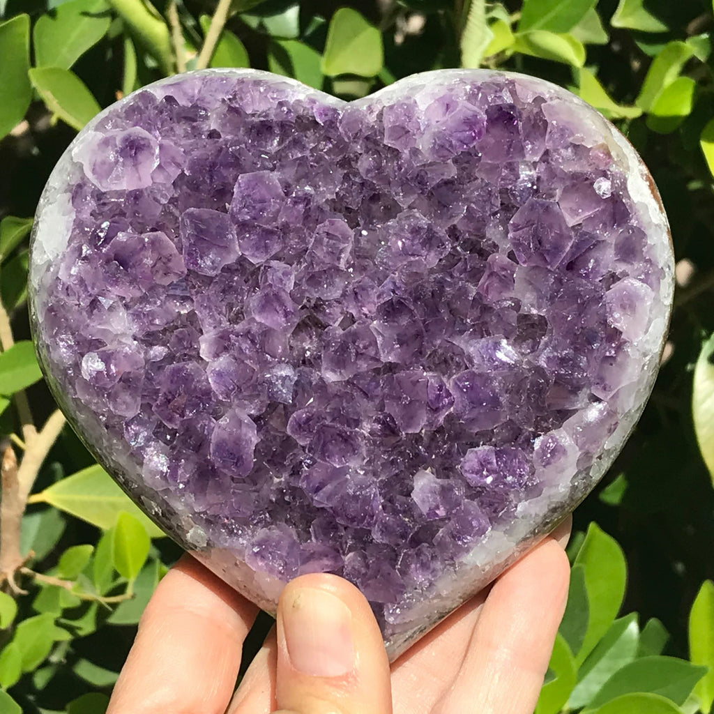 Colorful Agate Banded Amethyst Heart