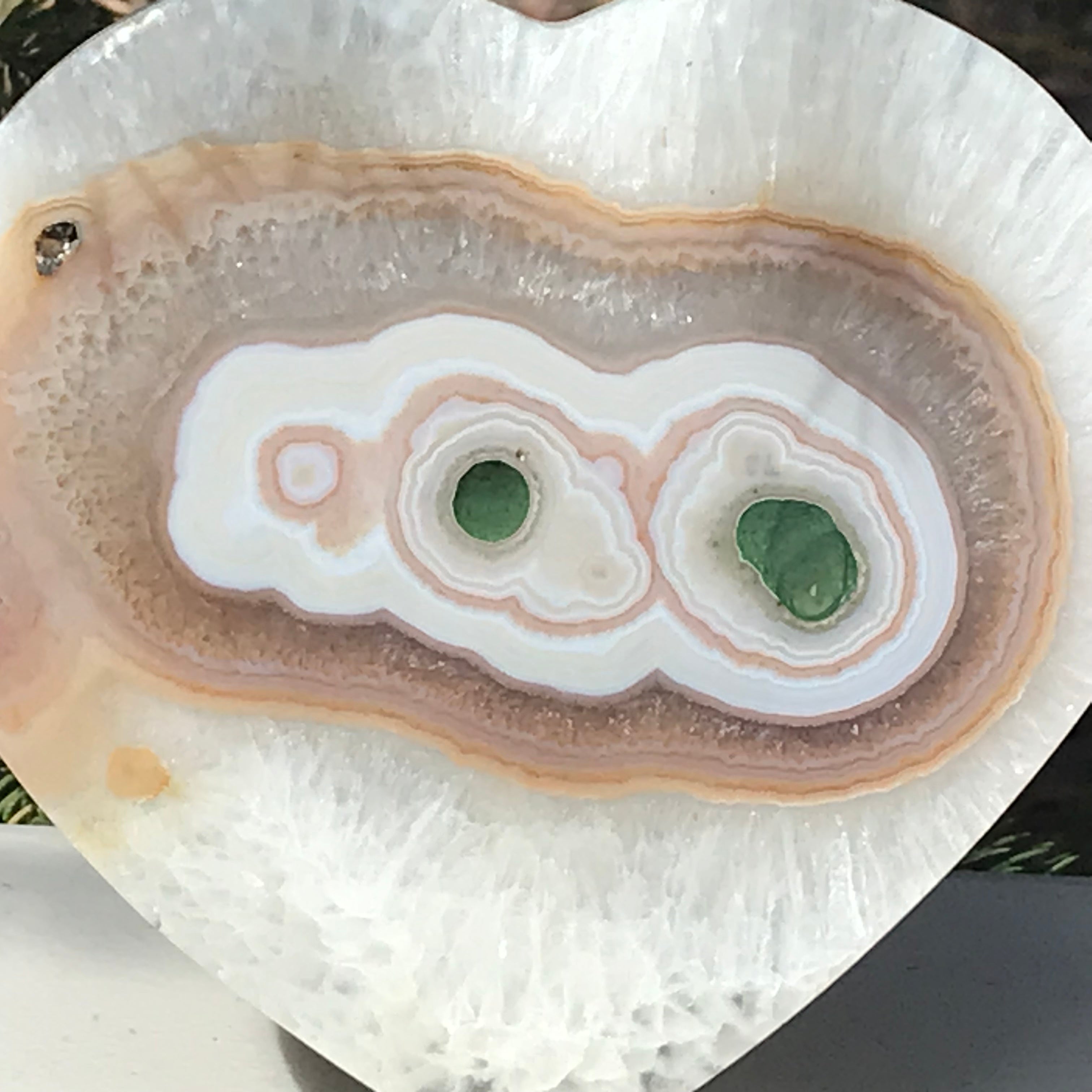Green Eyed Translucent Agate Heart