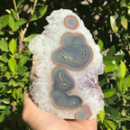 Quartz Crystal Covered Agate With Eyes