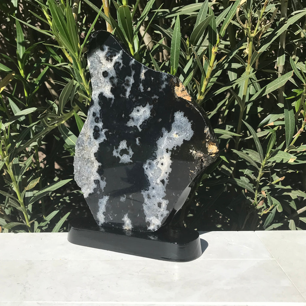 Black Agate/Quartz Crystal Slab