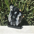 Black Agate/Quartz Crystal Slab