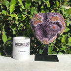 Ornate Red and Orange Agate Embellished Amethyst Plate