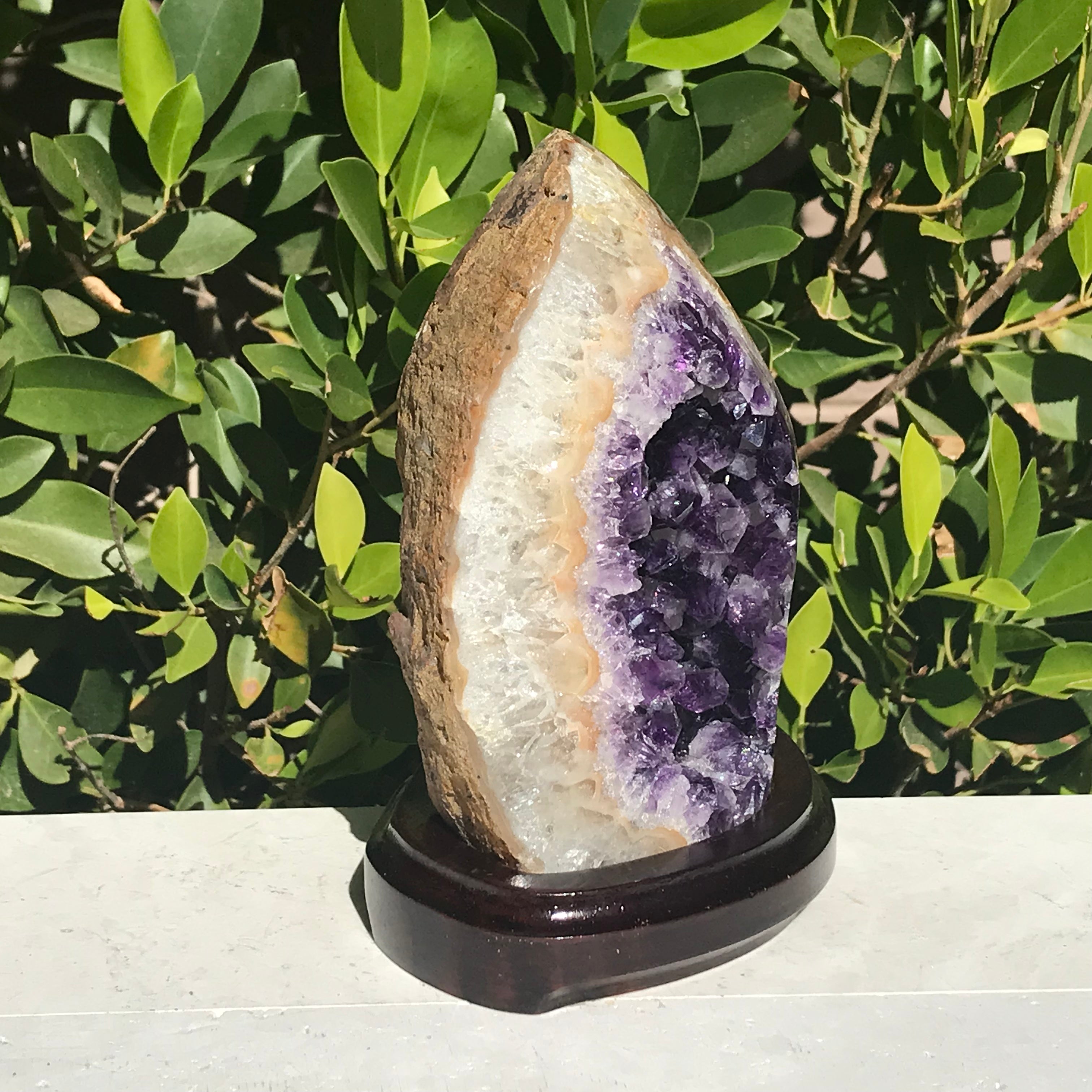 Banded Agate Framed Uruguayan Amethyst Nodule