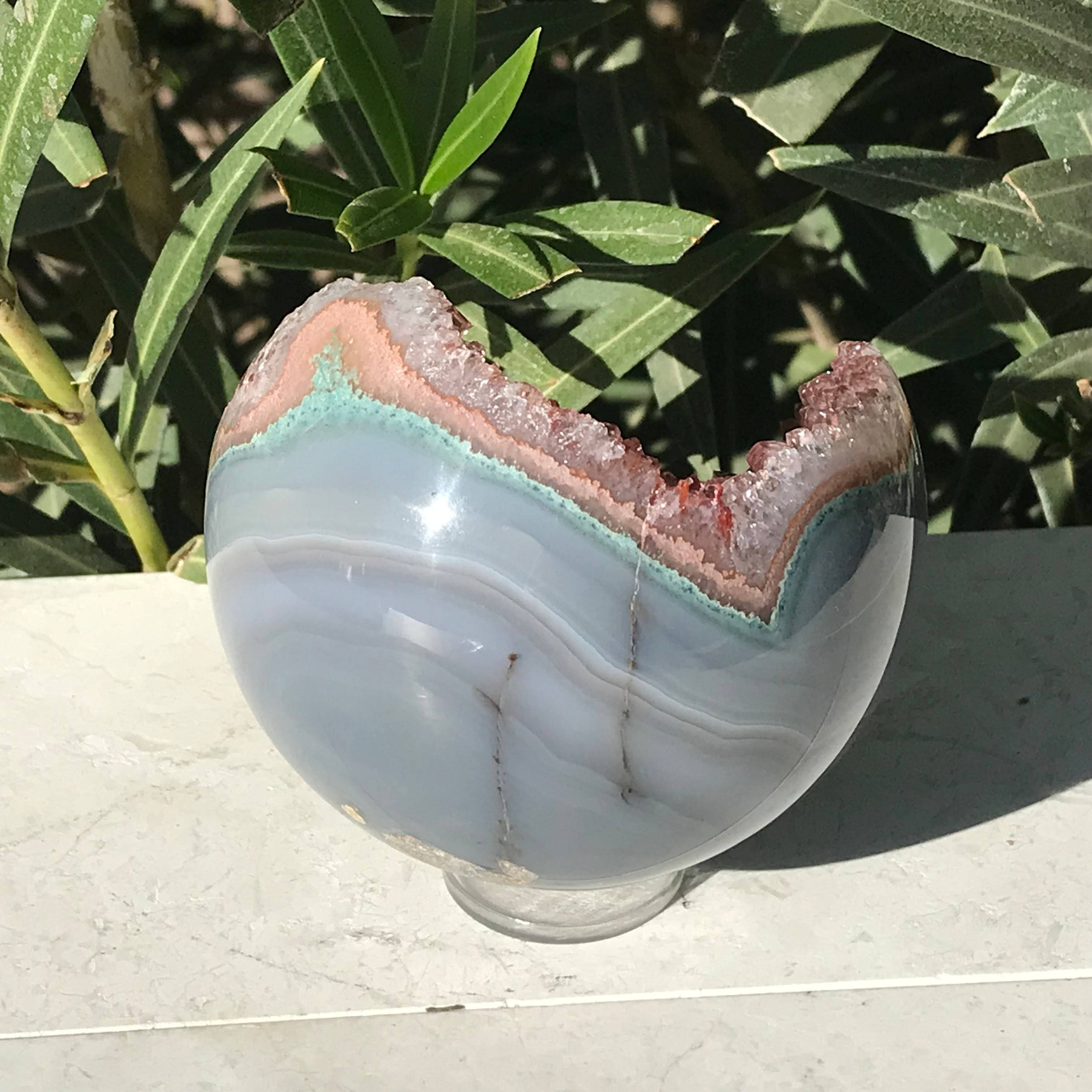 Rainbow Agate Banded Amethyst Sphere
