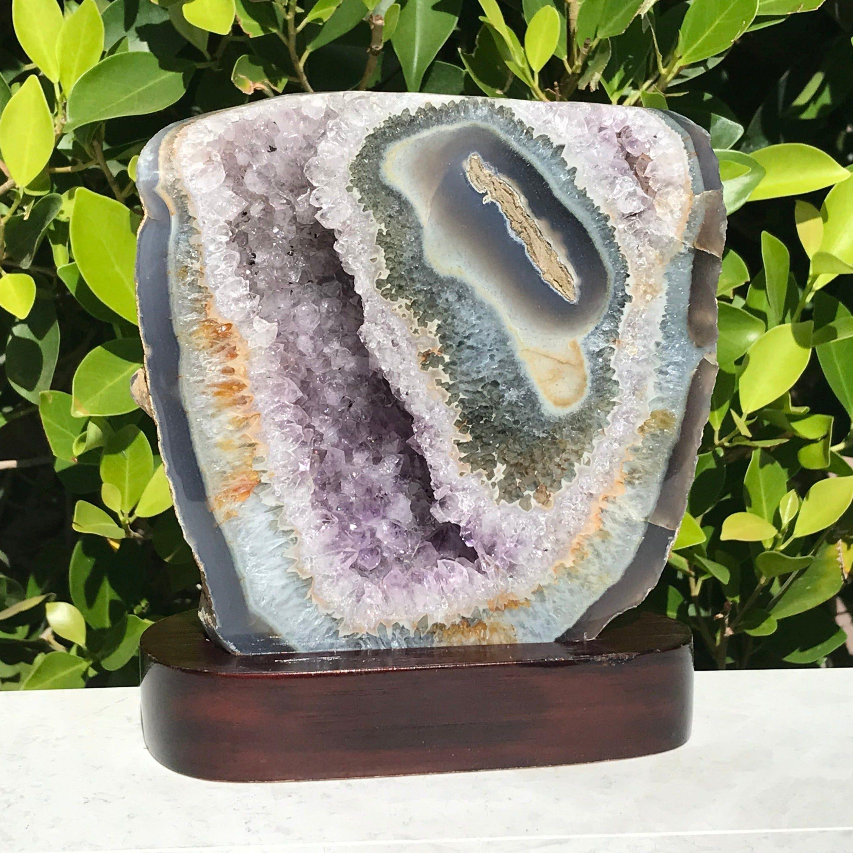 Green Eyed Agate and Amethyst Geode