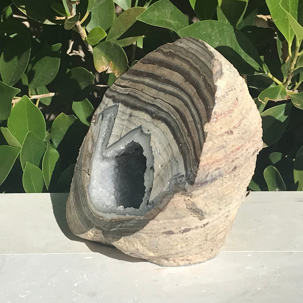 Bold Banded Crystal Dugway Geode