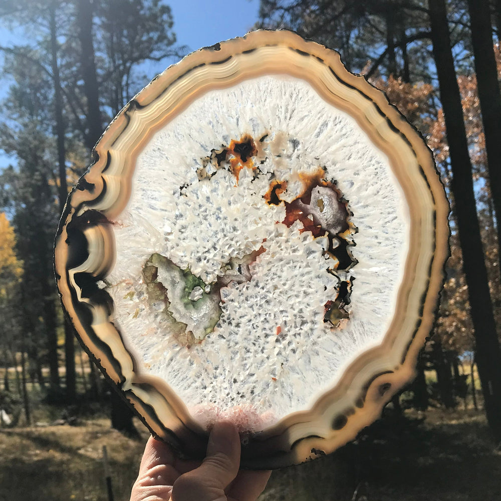 Multicolored Quartz Surrounded Agate Slice