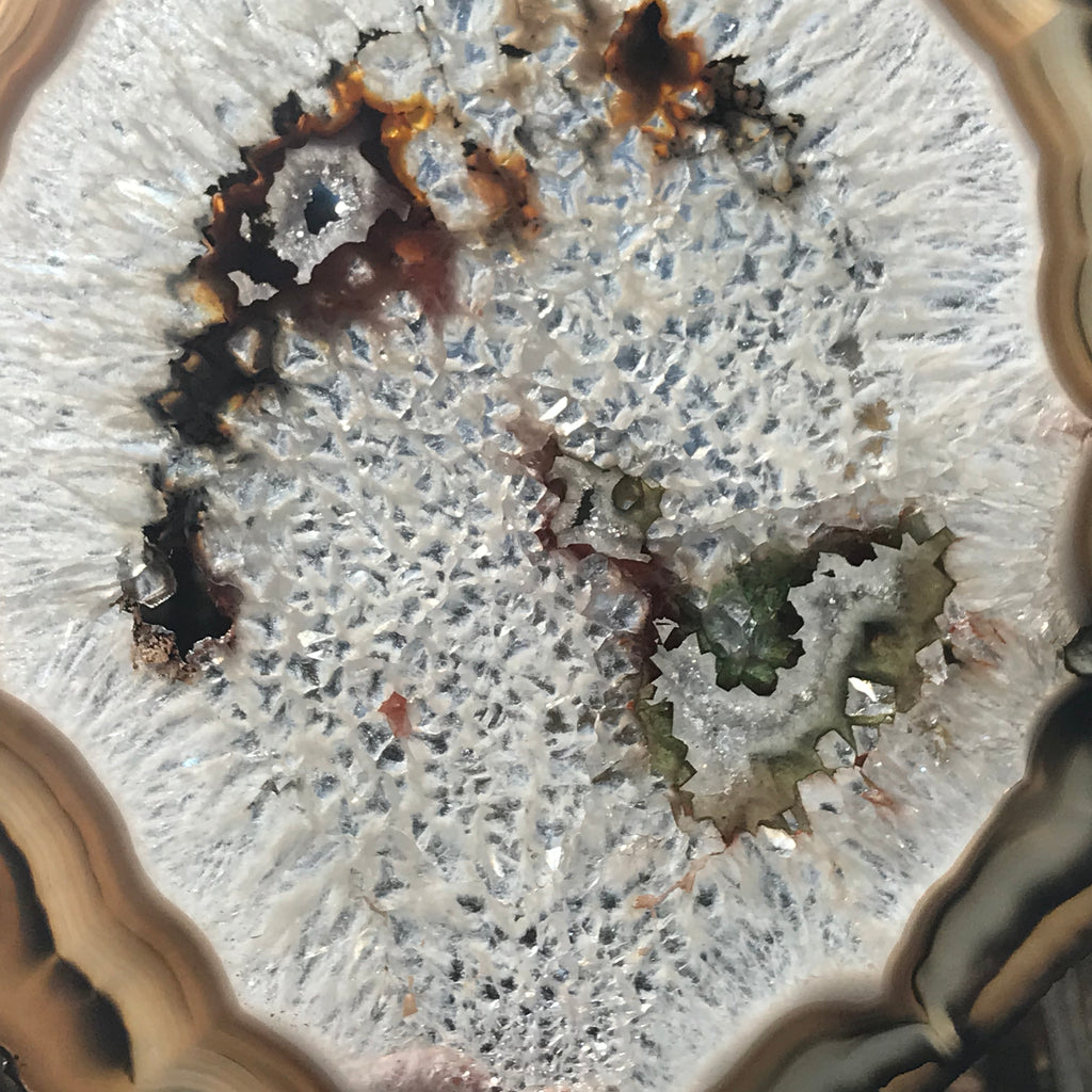 Multicolored Quartz Surrounded Agate Slice