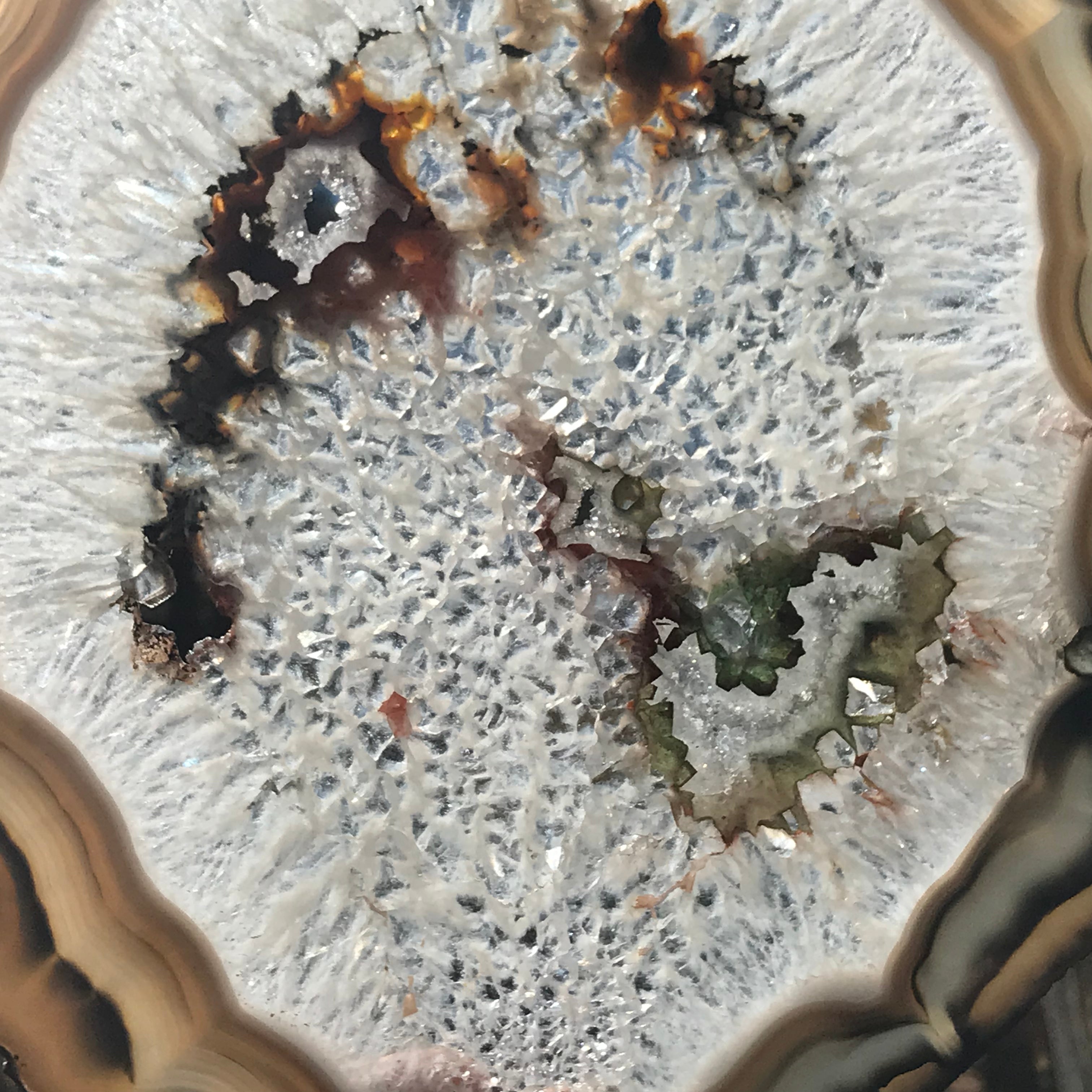 Multicolored Quartz Surrounded Agate Slice