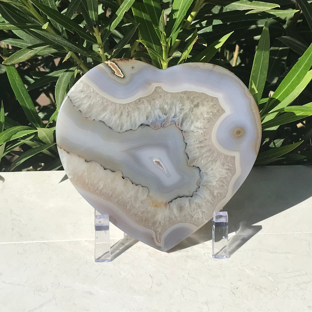 Translucent Quartz and Blue Agate Heart