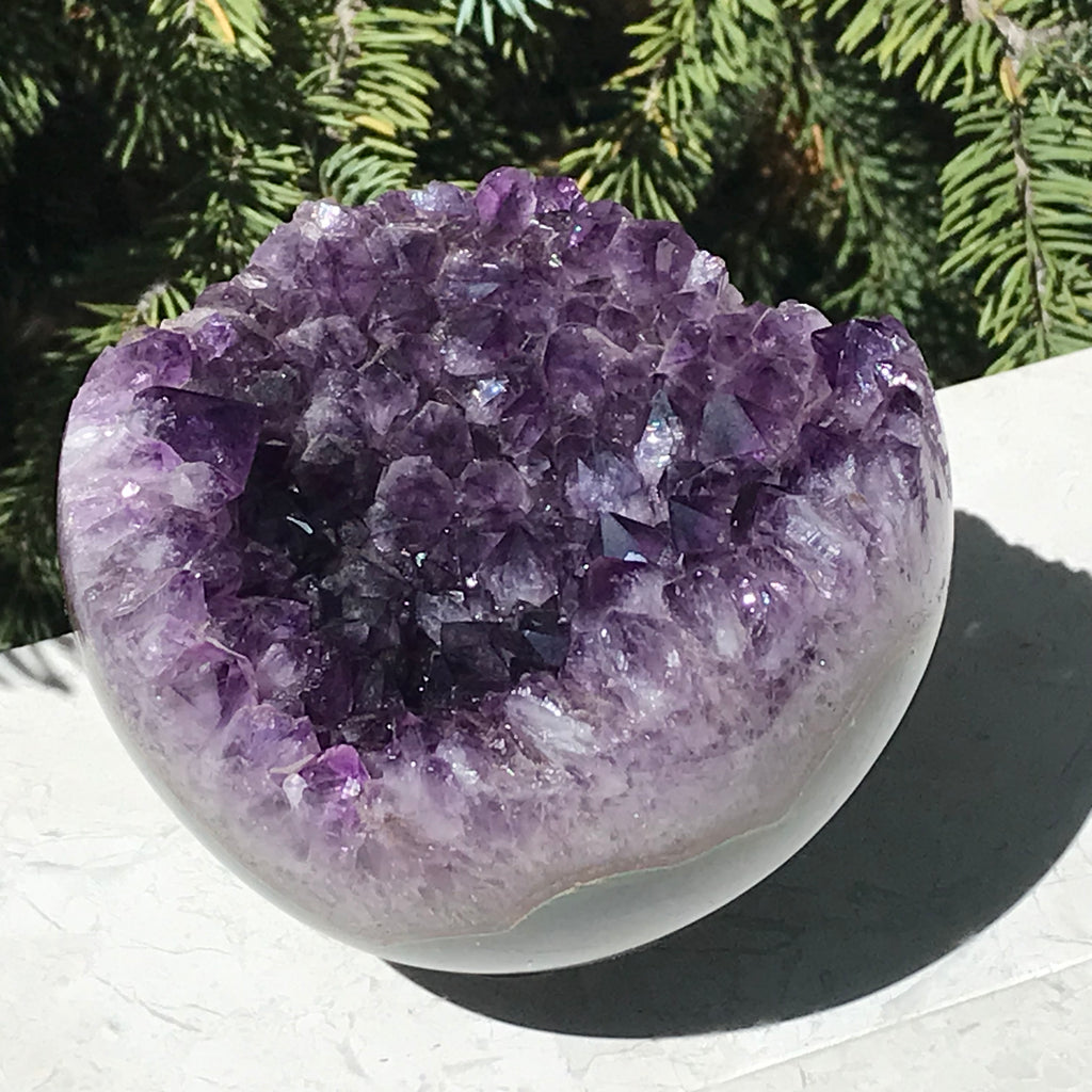 Wide Amethyst Faced Agate Sphere