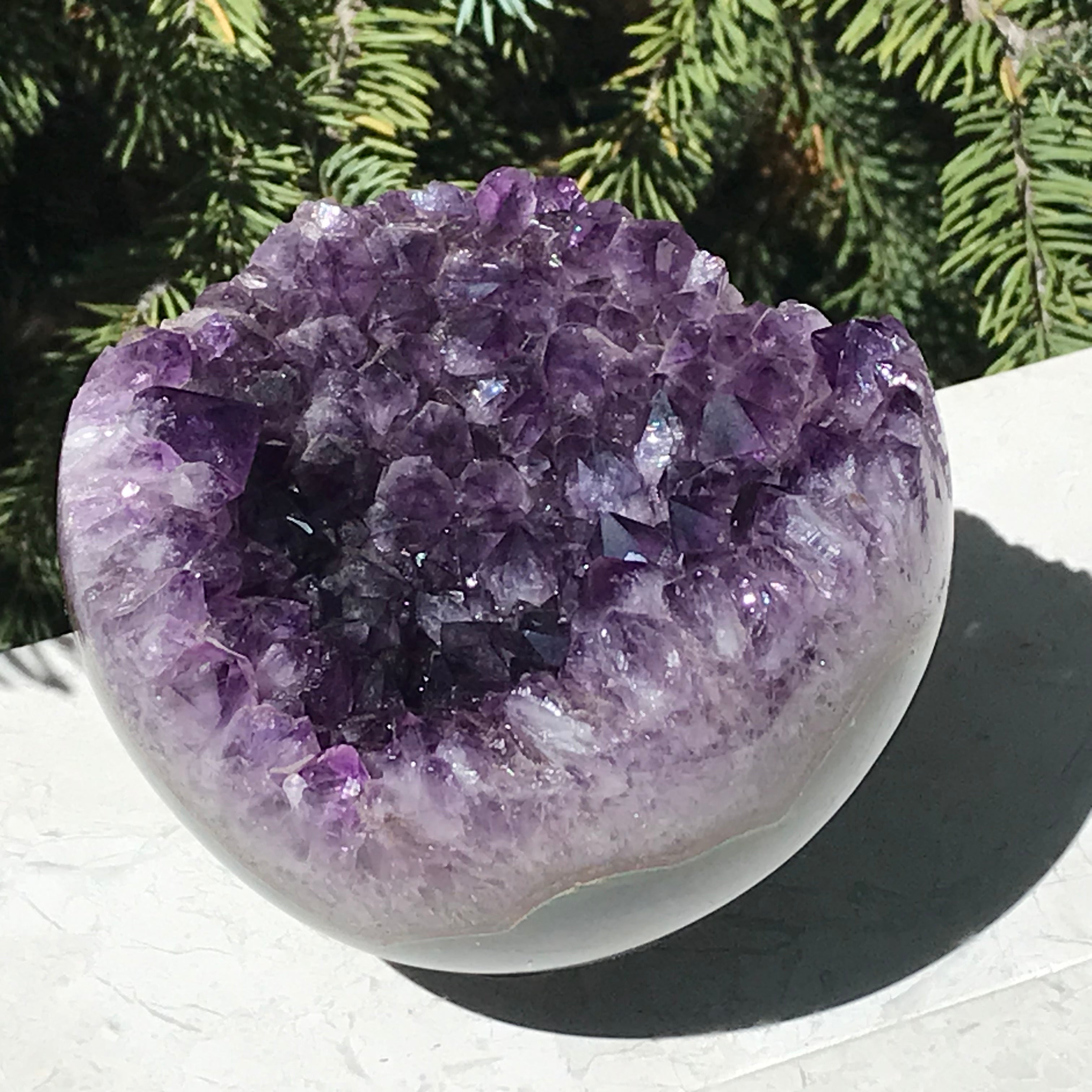 Wide Amethyst Faced Agate Sphere