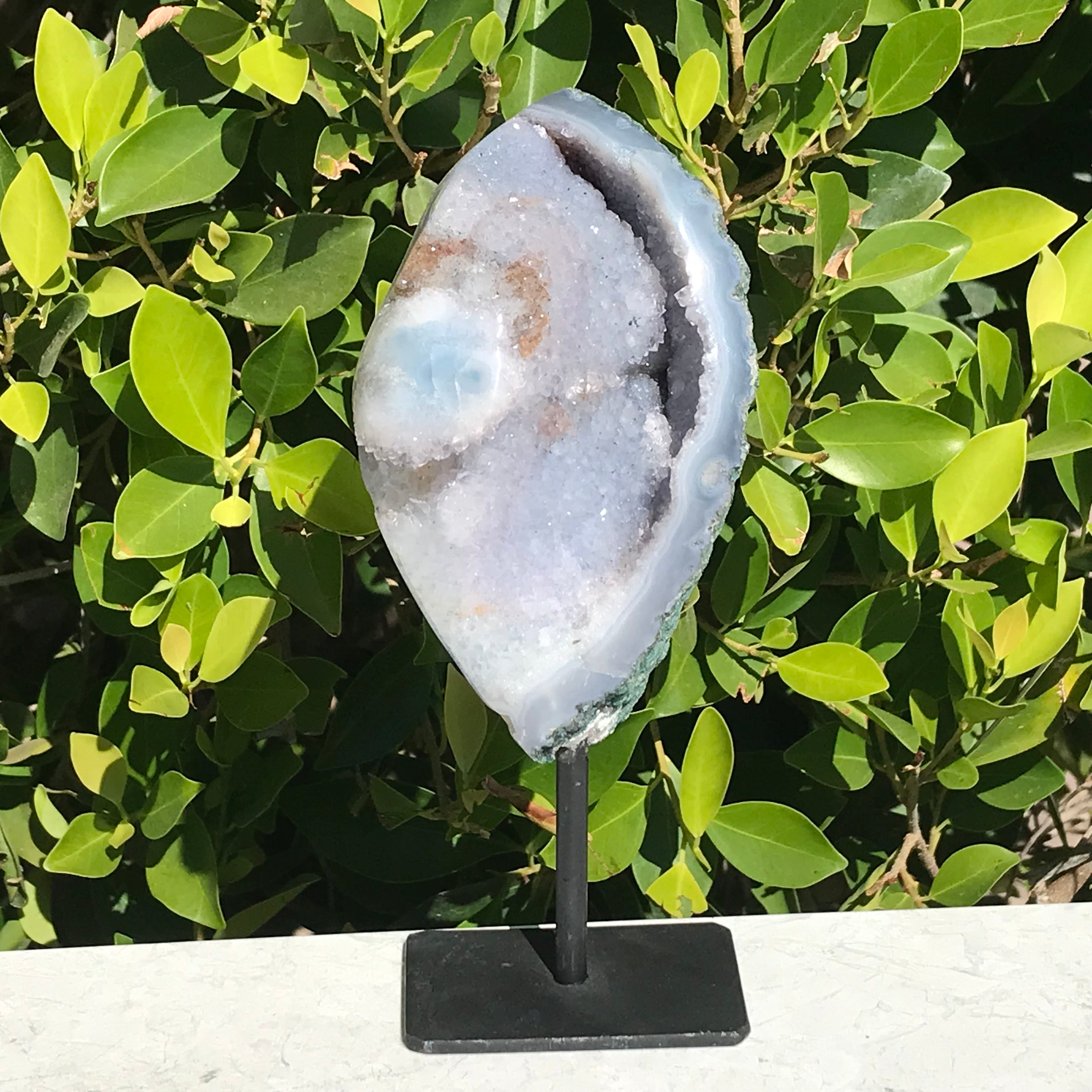Crystals Over Baby Blue Agate