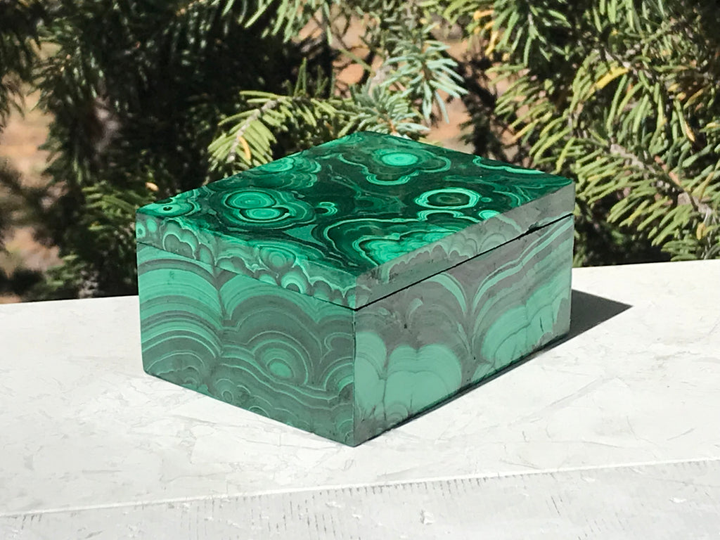 Orbed Malachite Jewelry Box
