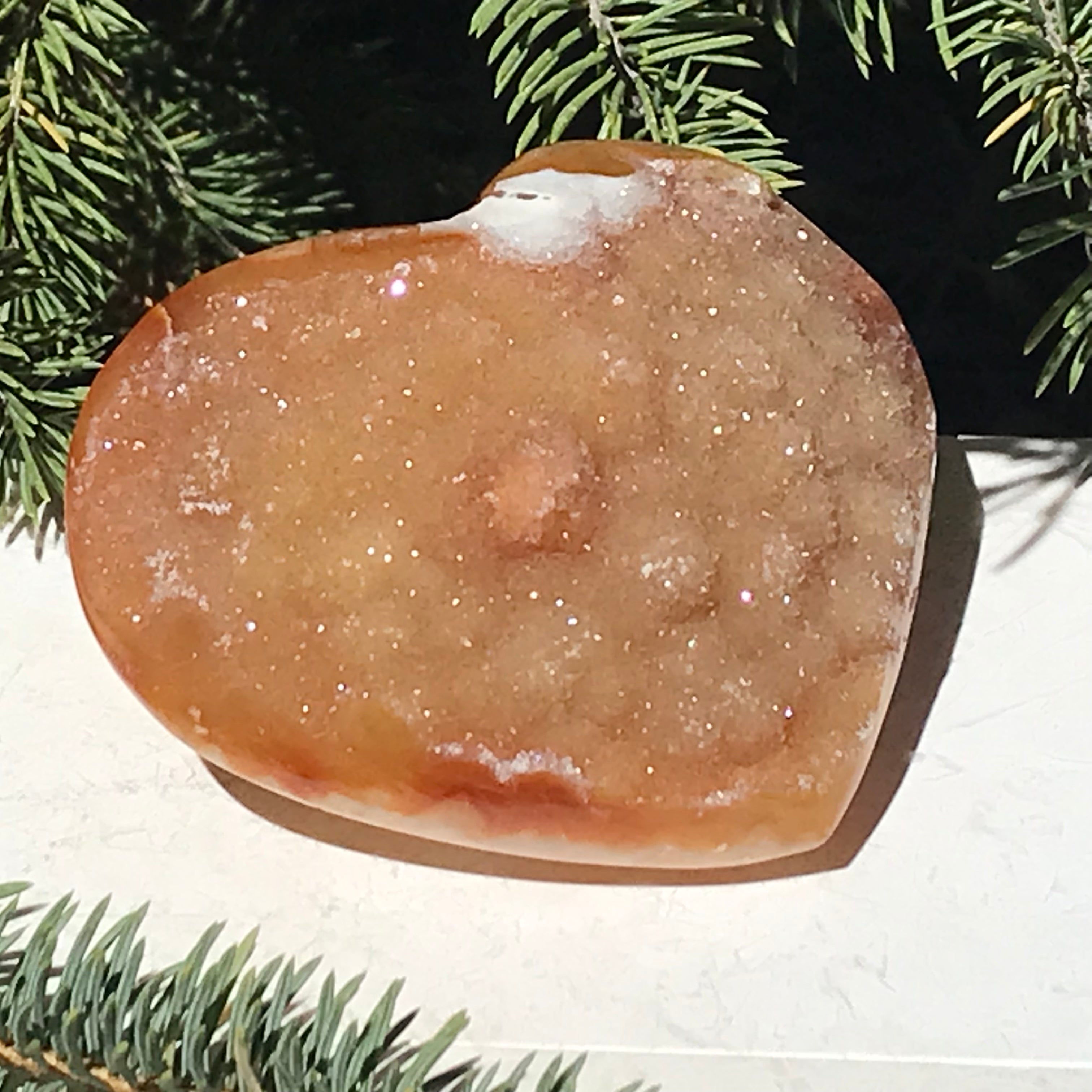 Fire and Ice Brazilian Agate Heart
