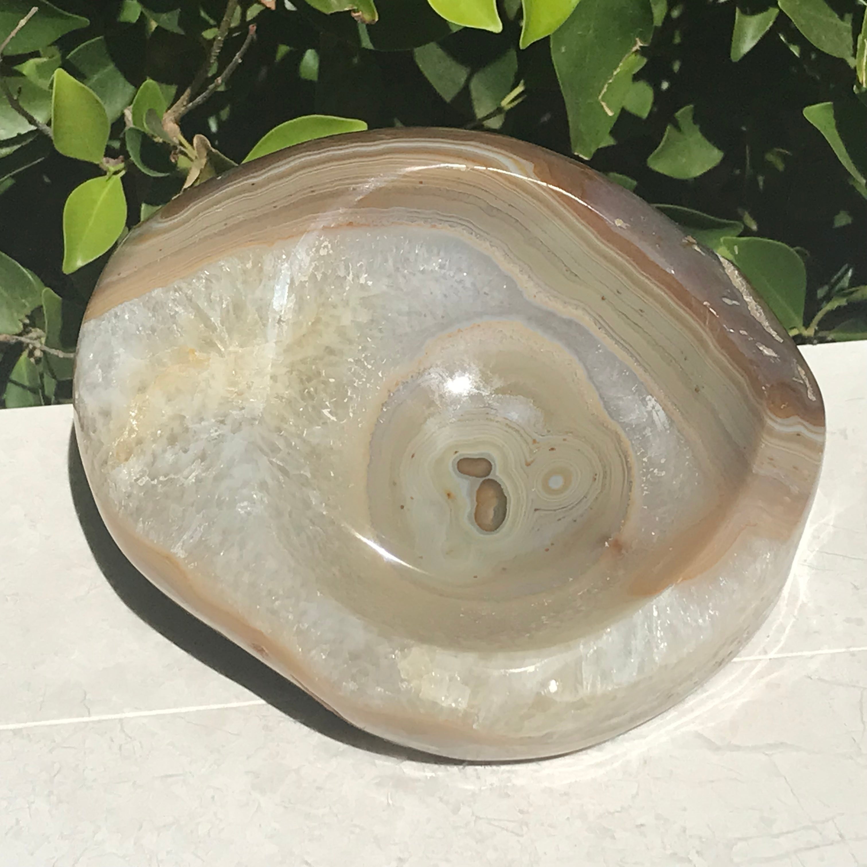 Polished Striated Agate Bowl