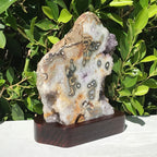 Green Orbed Agate and Amethyst Freeform