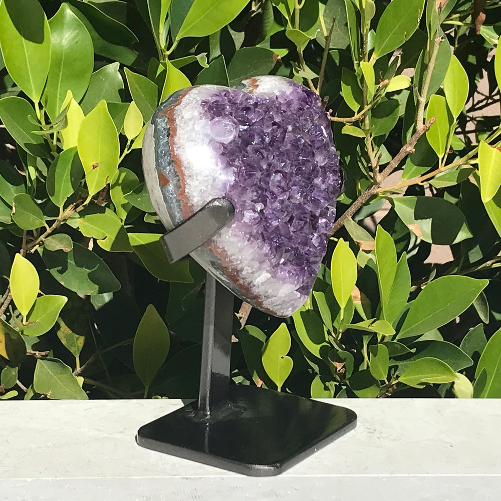 Colorful Agate Banded Amethyst Heart