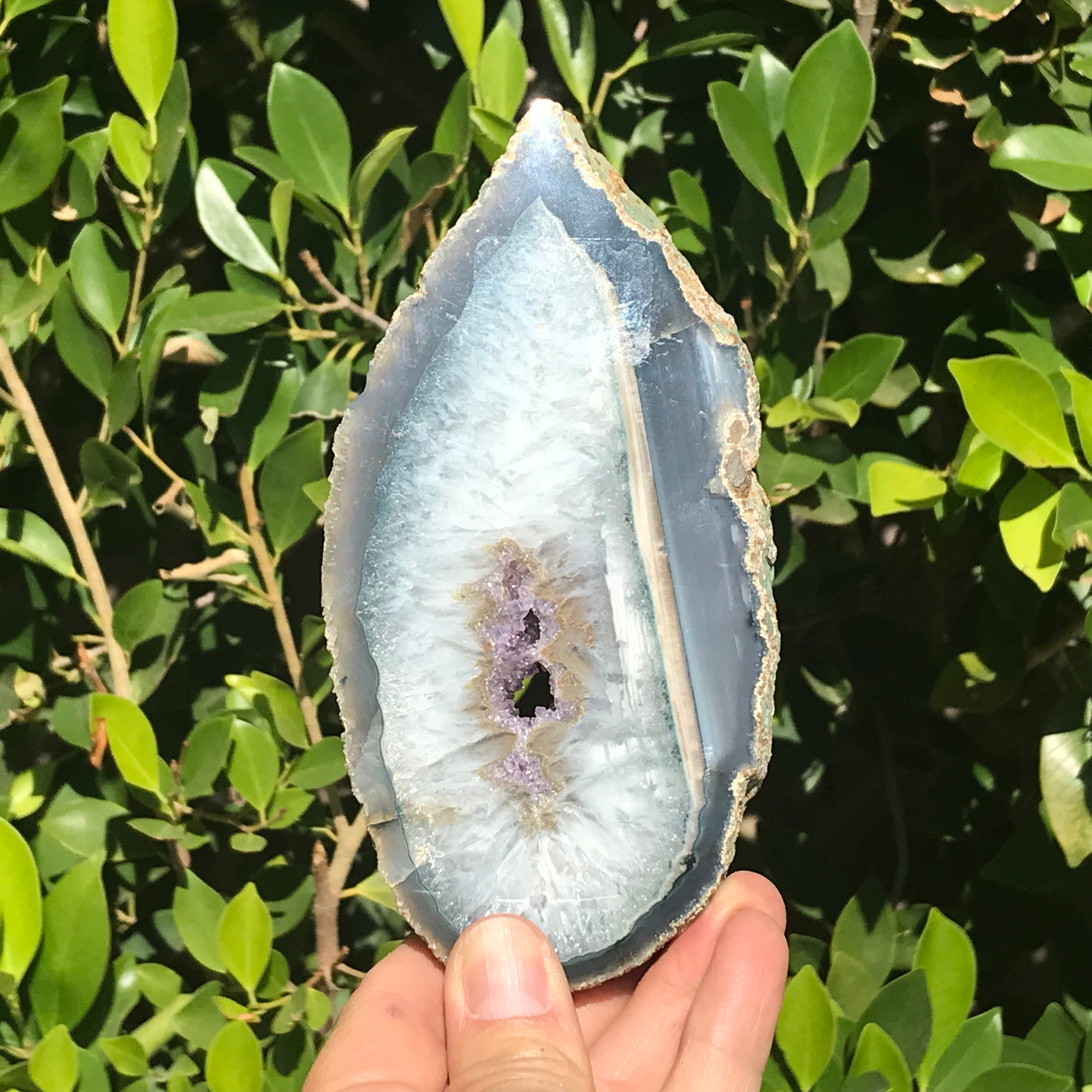 Amethyst with Waterline Agate Slab