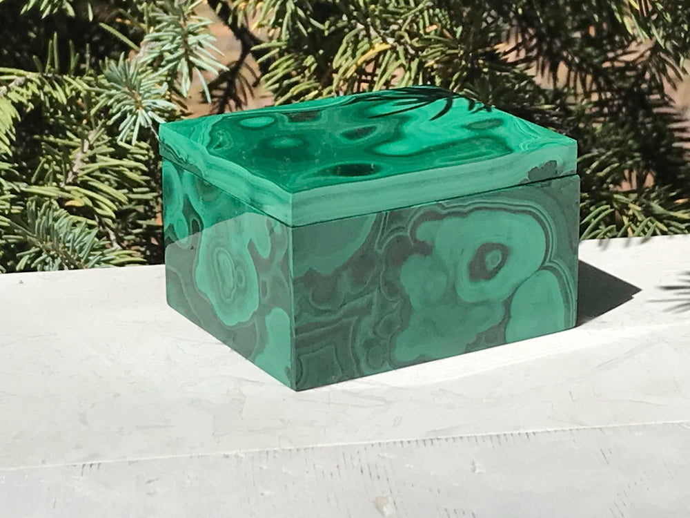 Green Swirled Malachite Jewelry Box