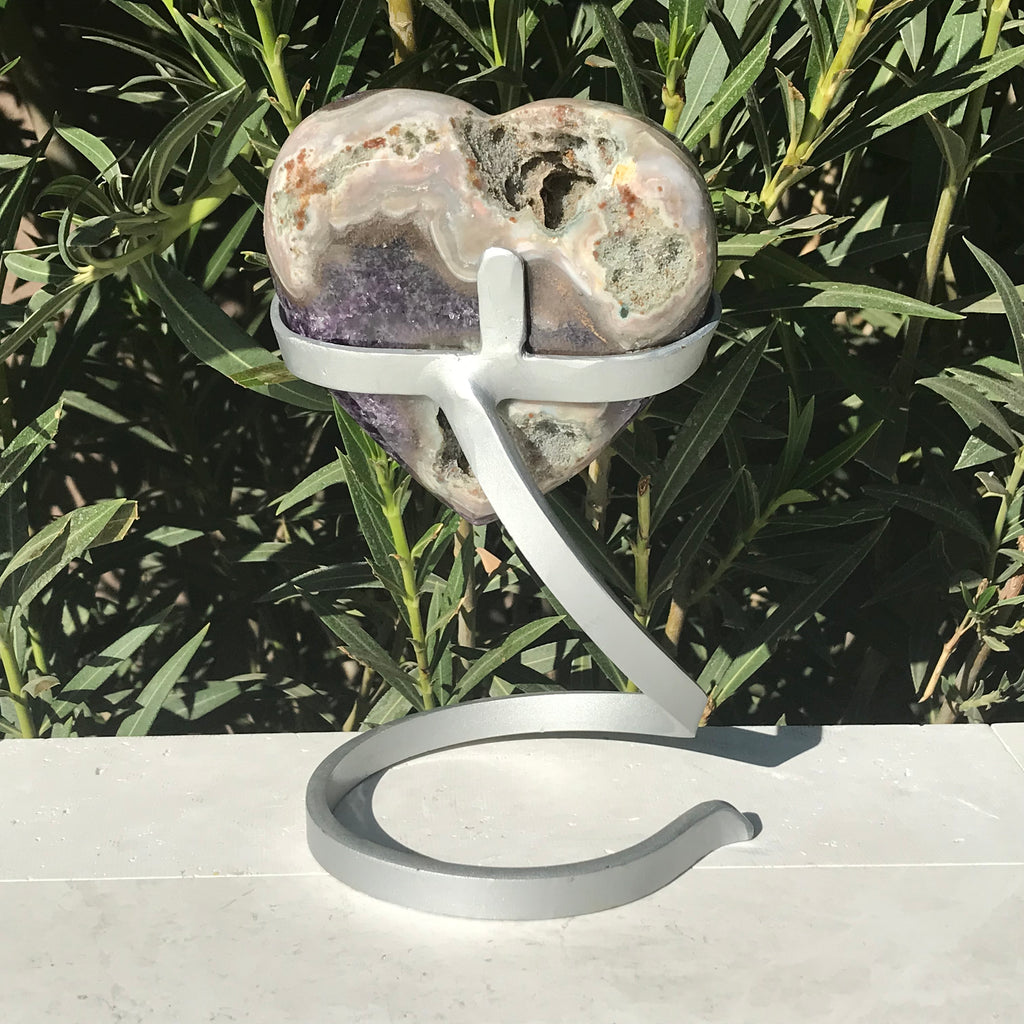 Flowered Standing Uruguayan Amethyst Heart